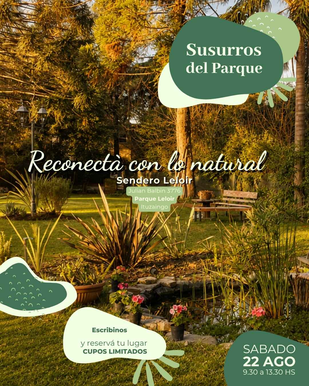 Facilitadora guiando al grupo bajo la pérgola en Sendero Leloir